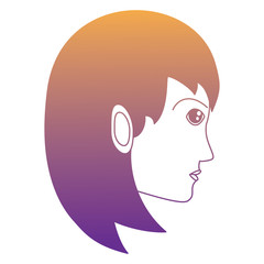 cartoon woman profile icon over white background, colorful design. vector illustration