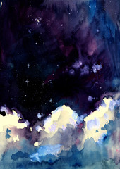 Watercolor night sky