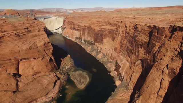 aerial shot of Glen Canyon and dam