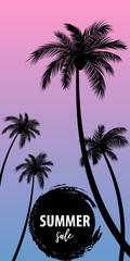 Summer time palm tree banner poster