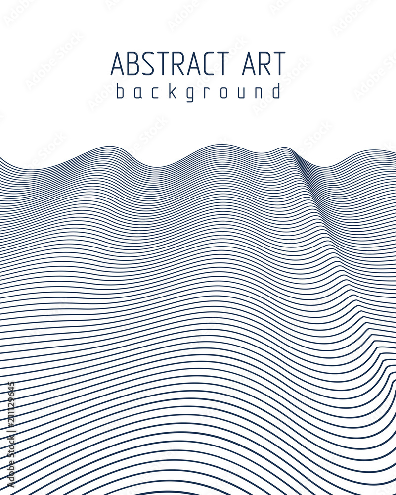 Poster abstract background with wavy lines pattern, linear vector illustration with copy space for text.