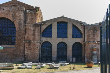 Facade of Santa Maria degli Angeli e dei Martiri in Rome, Italy