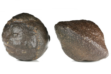 male and female Moqui marbles from Navajo Sandstone of southeast Utah, USA isolated on white background