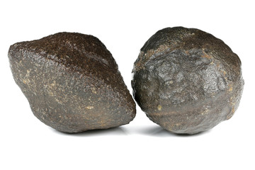 male and female Moqui marbles from Navajo Sandstone of southeast Utah, USA isolated on white background