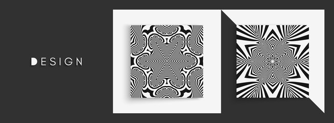 Geometric pattern with optical illusion. Black and white background. Abstract vector illustration.