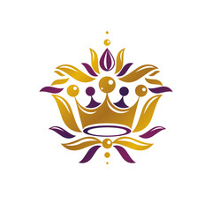 Royal Crown vector illustration. Heraldic design element. Retro style logo. Ornate logotype isolated on white background.