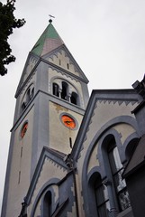 Architecture of Kaliningrad, Russia. Former church of Queen Louise. Color photo.