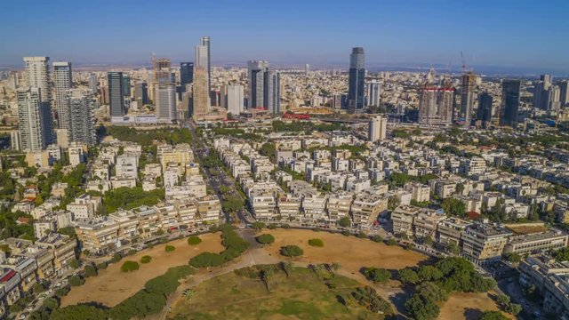 Tel Aviv center and transportation Hyperlapse aerial 4k footage