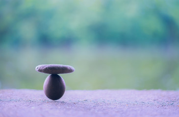 The concept of balance, the two stones overlapped the natural gr