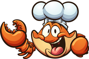 Happy cartoon chef crab. Vector clip art illustration with simple gradients. All in a single layer. 
