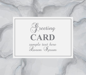 Greeting card with gray marble background Vector. Luxury stone pattern textures