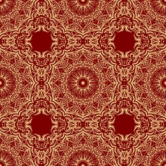 pattern with geometric color ornament, design for print fabric, bandana. vector illustration. red tone