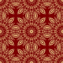 pattern with geometric color ornament, design for print fabric, bandana. vector illustration. red tone