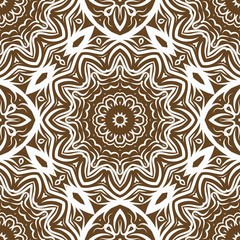 Floral Geometric Pattern with hand-drawing Mandala. Vector super illustration. For fabric, textile, bandana, scarg, print.