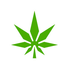 Cannabis sign illustration. green leaf marijuana icon