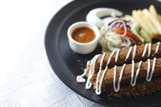 decorated meal plate with delicious food