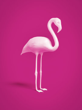 white flamingo on pink background