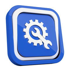 ikona plastikowa 3D niebieski kwadrat pierścień © vempireart