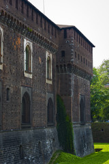 Fototapeta na wymiar Elements of the architecture of the ancient Castle of Sforza in Milan Italy. 