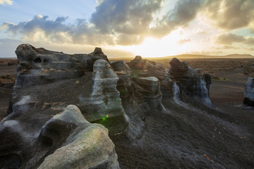 Obraz premium Black eroded rocks in Lanzarote Canyon