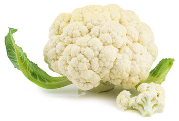 Fresh cauliflower isolated on white background with clipping path