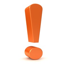 orange exclamation point mark 3d sign symbol icon isolated on white background