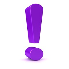 exclamation point exclamation mark 3d purple advice sign symbol icon isolated on white