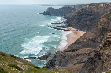 Summer Atlantic rocky coast (Algarve, Portugal).