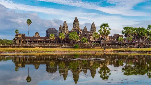 Time lapse of Angkor wat in Siam Reap, Cambodia.