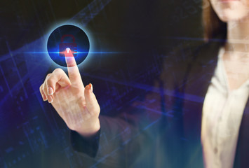 The concept of business, technology, the Internet and the network. A young entrepreneur working on...
