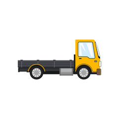 Yellow Mini Lorry without Load Isolated on White Background, Delivery Services, Logistics, Shipping and Freight of Goods, Vector Illustration