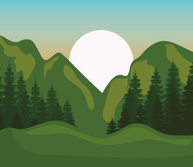 Mountains landscape colorful design. vector illustration icon
