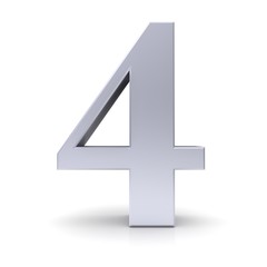 Fototapeta premium 4 four fourth number 3d silver isolated