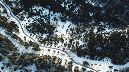 Aerial winter view of Oslo city and Oslofjord in Norway seen from Holmenkollen