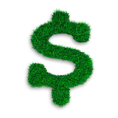 Green grass in dollar sign shape, 3D illustration