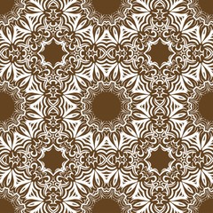 Floral Geometric Pattern with hand-drawing Mandala. Vector illustration. For fabric, textile, bandana, scarg, print.