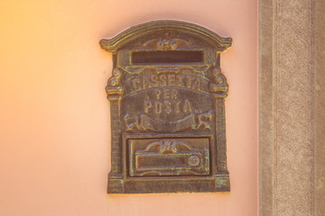 Letterbox / mailbox / postbox in Italy, metallic and classic vintage handmade