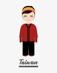 cartoon man with traditional costume of taiwan over white background, colorful design. vector illustration