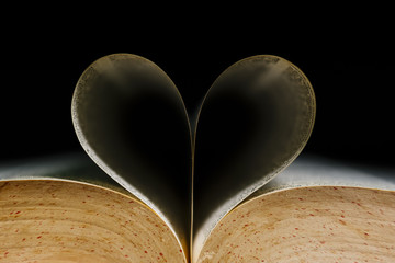 openbook roll to be heart shape with dark background