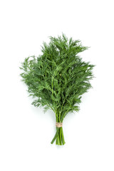 Bunches of fresh dill on a white background isolated..