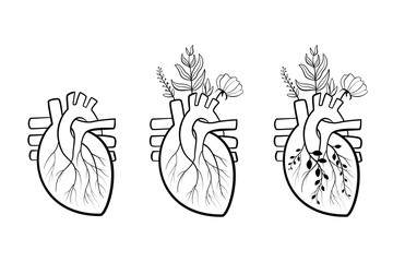 Heart bloming with flowers