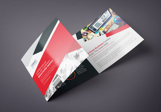 Red and Black Square Tri-Fold Brochure Layout