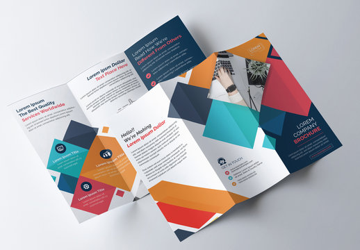 Colorful Geometric Tri-Fold Brochure Layout