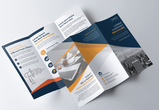Blue and Orange Tri-Fold Brochure Layout