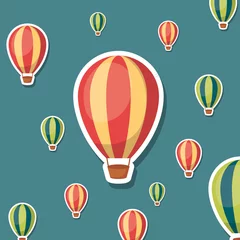 Afwasbaar Fotobehang Luchtballon Hete lucht ballonnen achtergrond, kleurrijk ontwerp. vector illustratie
