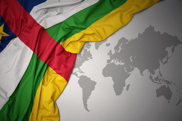 waving colorful national flag of central african republic.