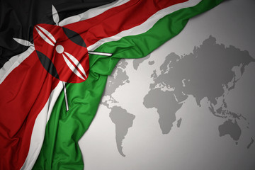 waving colorful national flag of kenya.