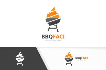 Vector bbq logo combination. Grill symbol or icon. Unique barbecue logotype design template.