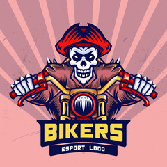 Pirate Skull Bikers Esport Logo Design