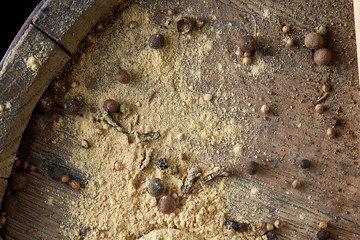 Various colorful spicies background, close-up, shallow depth of field.